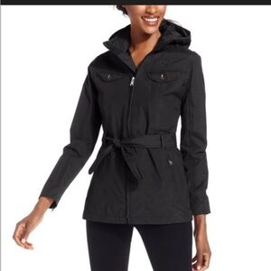 North face brown plaid belted spring jacket